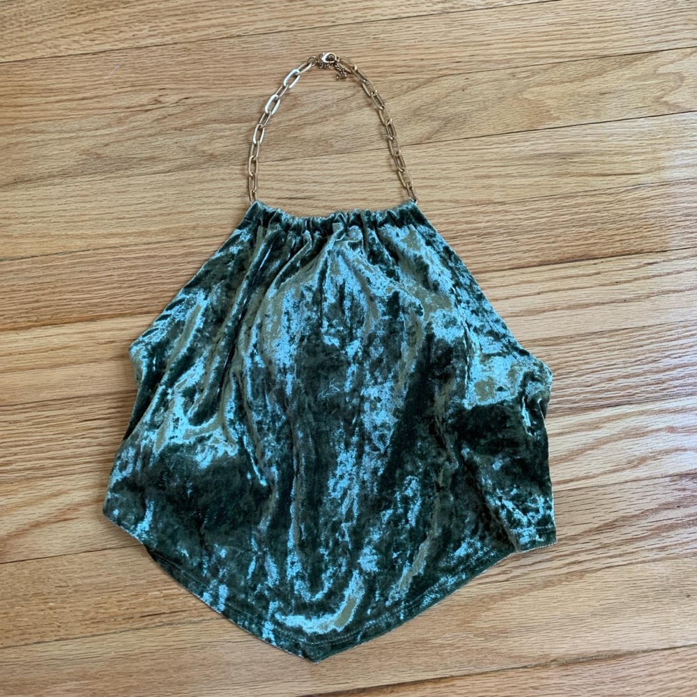 trendy gold chain halter wrap top